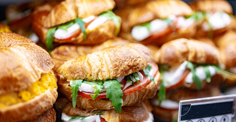 Freshly prepared sandwiches sold in a fast food restaurant