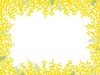 ミモザの花の囲みフレーム_ベクターイラスト