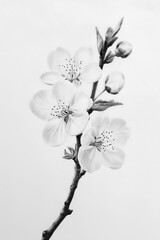 pencil drawing of a black and grey cherry blossom