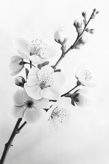 realistic close up drawing of a black and grey cherry blossom