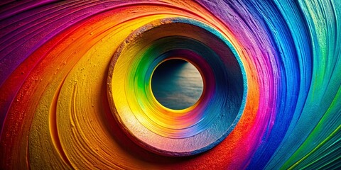 Fototapeta premium Vibrant Colorful Donut with Hole, Abstract Art Background, Copy Space Right