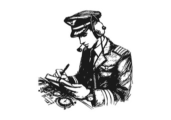  Pilot hand drawn sketch illustration vector