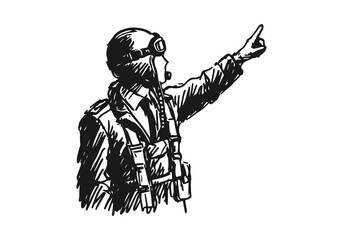  Pilot hand drawn sketch illustration vector