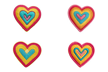 Fototapeta premium Colorful Heart-Shaped Patch with Intricate Embroidery Design