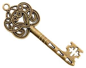 Retro vintage brass heart shaped key
