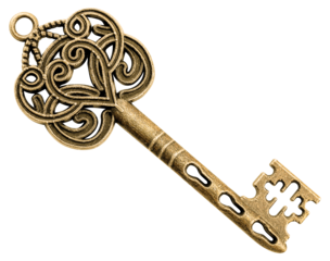 Retro vintage brass heart shaped key
