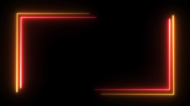 neon border frame, yellow red glowing border, rectangle, square, frame, black screen frame, border black screen, glowing frame, glowing border