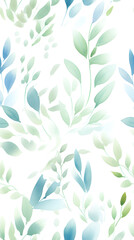 watercolor leaf and stems pattern with leaves as accent abstract graphic poster background