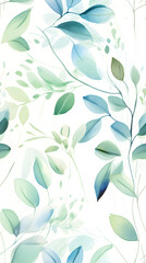 Fototapeta premium watercolor leaf and stems pattern with leaves as accent abstract graphic poster background