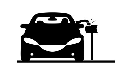 driver making payment from car, black isolated silhouette