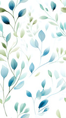 Fototapeta premium watercolor leaf and stems pattern with leaves as accent abstract graphic poster background