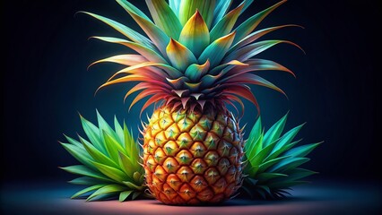 Vibrant Tropical Pineapple Long Exposure Drawing - Detailed Botanical Illustration