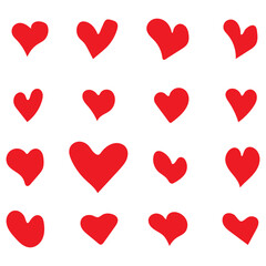 A set of hearts for Valentine's day. Holiday of all lovers. February 14. Red Heart and love Flat design icons. Heart doodles set. Hand drawn hearts collection. Romance and love illustrations. eps10 66