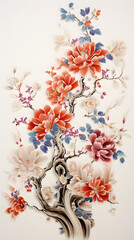 asian floral pattern graphic poster background