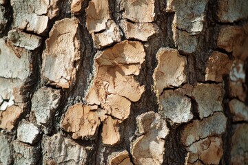 Fototapeta premium Detailed Close-Up of Cork Tree Bark Highlighting Texture and Contrast with Blurred Background and Ample Copy Space