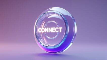 Connect Neon Button Illustration - Purple Pink Glowing