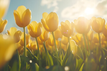 Obraz premium Beautiful flowers red tulips. Natural background Spring flowering tulips.