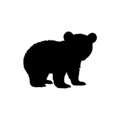 Black Bear cub silhouette vector illustration on white background
