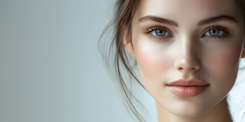 Naklejka premium Beautiful Female Portrait with Clear Skin and Natural Expression