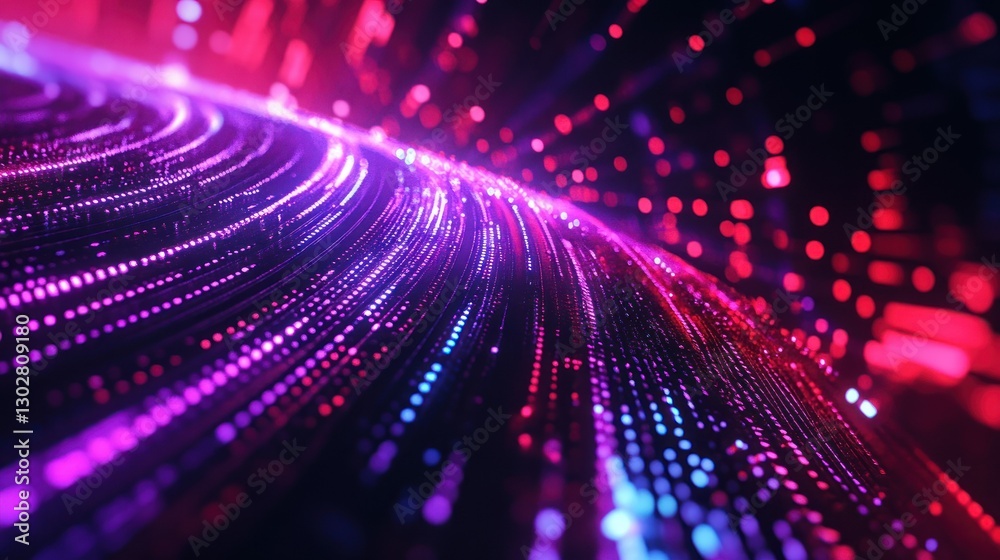 Poster vibrant digital abstract background with flowing lines and glowing particles in a dynamic display
