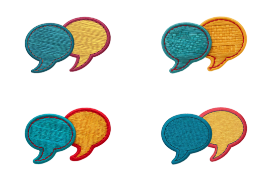 Colorful Embroidered Speech Bubbles with Textured Design - Powered by Adobe