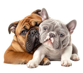 Obraz premium Two Cute Pitbull dog sitting together on transparent background