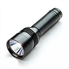 Black Metal Flashlight with Textured Grip for Outdoor Activities and Emergency Preparedness