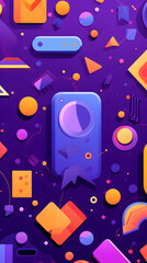 purple retro style 90's geometric design pattern shapes design poster background