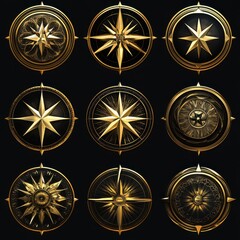 Collection of Round-Cornered Gold Stars. Icons Featuring Unique Shapes for Design Elements