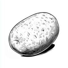 Potato, engraving and scratch board style sketch, black and white illustration
