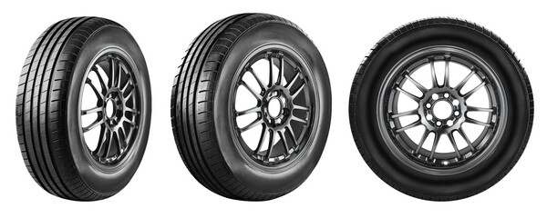 Car tire and wheel , Aluminum wheels , Alloy Wheel , set photo isolated on white background. © Emma Grace