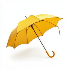 Sunny Yellow Umbrella Weather Protection Accessory Against Rain Drops Shade from Sunlight Isolated