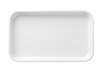 A White Rectangular Lunch Tray Isolated on a Transparent Background PNG.
