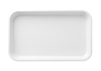 A White Rectangular Lunch Tray Isolated on a Transparent Background PNG.