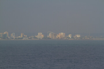 Fototapeta premium Dar Es Salaam city from on board a ship