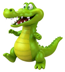 Fototapeta premium Cartoon dinosaur on transparent background. Dinosaur character for kids movie, animation, video game or learning publication. PNG