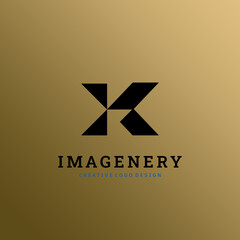 Fototapeta premium Letter K Logo Vector for Bussines or Branding, Luxury BLACK GOLD, Minimal Style design for corporate sign. Initial K logo design template on GOLD background.