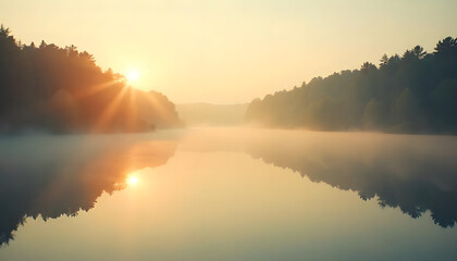 Obraz premium sunrise over the lake