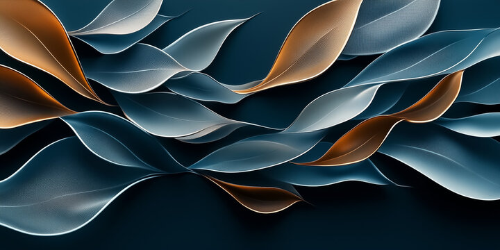 Curved, flowing shapes in a harmonious blend of blue and copper mimic the delicate movement of plant growth, creating a visually captivating experience that inspires creativity