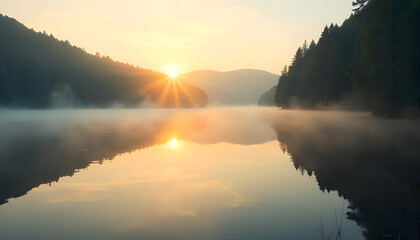 sunrise over the lake