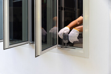 Handyman replace casement window stay friction.