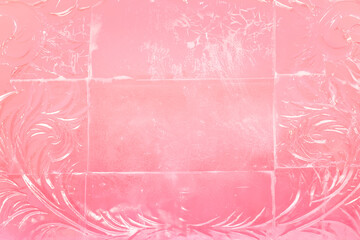 The bright red ice background is real. A wall of ice cubes is a background for postcards for New Year's Eve, winter holidays and Christmas.