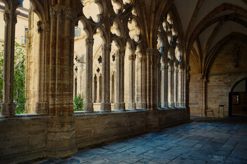 Obraz premium Oviedo. Asturias. Spain. Cloister of the Oviedo Cathedral. Built in Gothic style during the 14th-15th centuries