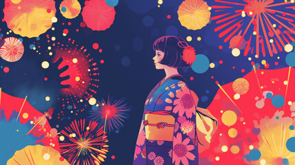 Japanese Summer Festival Illustration - 日本の夏祭りイラスト