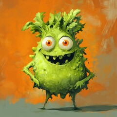 Cheerful Cartoon Lettuce Character: Playful Clip Art Design for Fun Illustrations