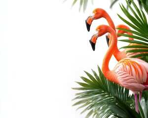 Fototapeta premium A tropical-inspired artwork filled with pink flamingos.