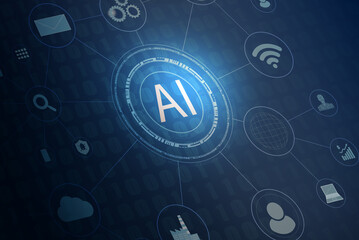 The Screen Icon  artificial intelligence AI help in business job.