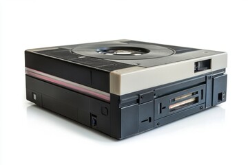 Obraz premium Compact Digital Tape Drive Unit with Isolated Cassette Cartridge on Clean White Background