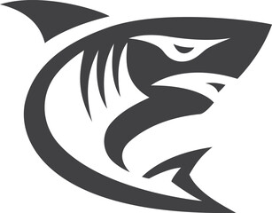 a black and white logo of a shark