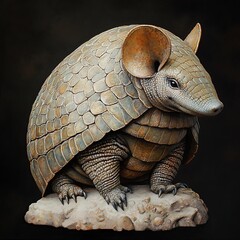Fototapeta premium Armadillo with black color blackground